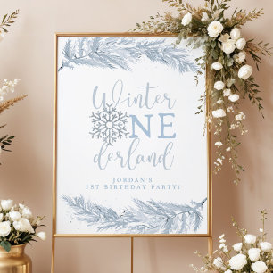 Winter Onederland Jongen Welkom, Blauwe Sneeuwvlok Poster