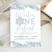 Winter Onederland Jongens Uitnodiging, Blauwe Snee