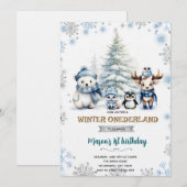 Winter Onederland jongensuitnodiging Kaart (Voorkant / Achterkant)