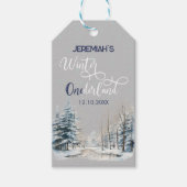 Winter Onederland Kerst 1e verjaardag Jongen Cadeaulabel (Voorkant)