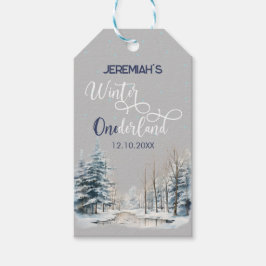 Winter Onederland Kerst 1e verjaardag Jongen Cadeaulabel