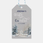Winter Onederland Kerst 1e verjaardag Jongen Cadeaulabel (Achterkant)