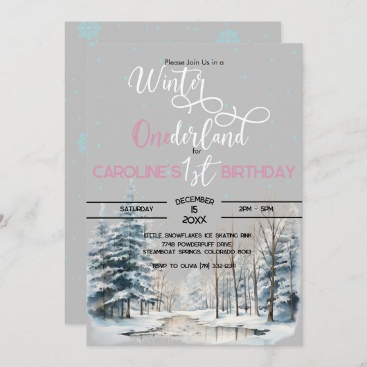 Winter Onederland Kerst 1e verjaardag Jongen Kaart (Voorkant / Achterkant)