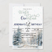 Winter Onederland Kerst 1e verjaardag Jongen Kaart (Voorkant)