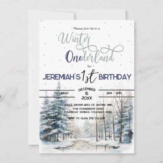 Winter Onederland Kerst 1e verjaardag Jongen Kaart (Voorkant)