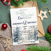 Winter Onederland Kerst 1e verjaardag Jongen Kaart