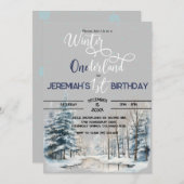 Winter Onederland Kerst 1e verjaardag Jongen Kaart (Voorkant / Achterkant)