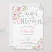 Winter Onederland Kerst Baby Meisje 1e Verjaardag Kaart (Voorkant)