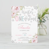 Winter Onederland Kerst Baby Meisje 1e Verjaardag Kaart (Staand voorkant)