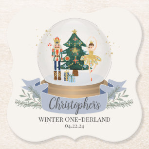 Winter Onederland Kerst Eerste Verjaardagsfeest Kartonnen Onderzetters