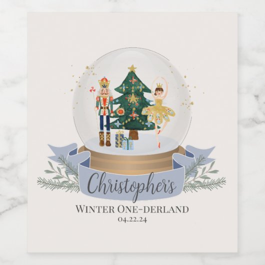 Winter Onederland Kerst Eerste Verjaardagsfeest Wijn Etiket (Enkel label)