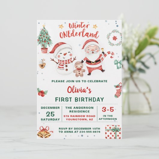 Winter Onederland Kerst Sneeuwman Verjaardag Kaart (Staand voorkant)