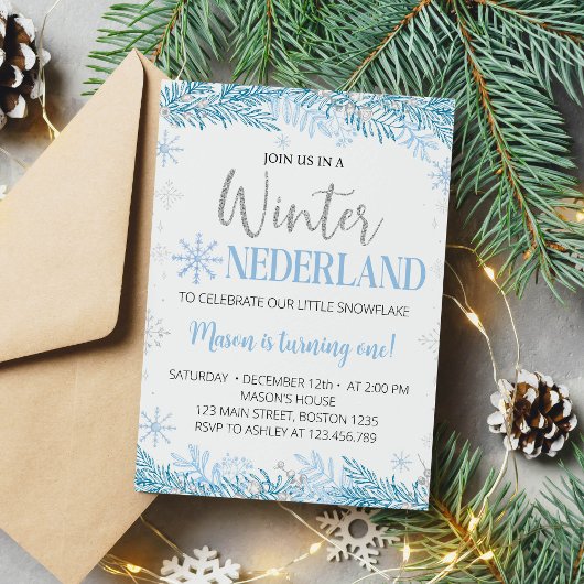 Winter Onederland Kerst Verjaardag Uitnodiging