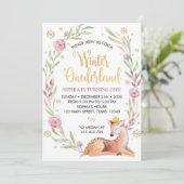 Winter Onederland Kerst Verjaardag Uitnodiging (Staand voorkant)