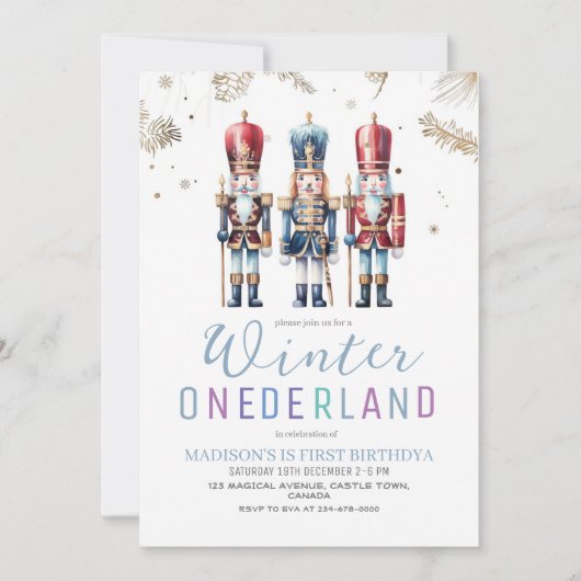 Winter Onederland Kerst Verjaardagsfeest 1e  Kaart (Voorkant)