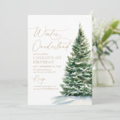 Winter Onederland Kerstboom 1e verjaardag Kaart (Staand voorkant)