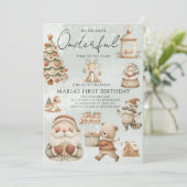 Winter Onederland Kersthuis Verjaardag Kaart (Staand voorkant)