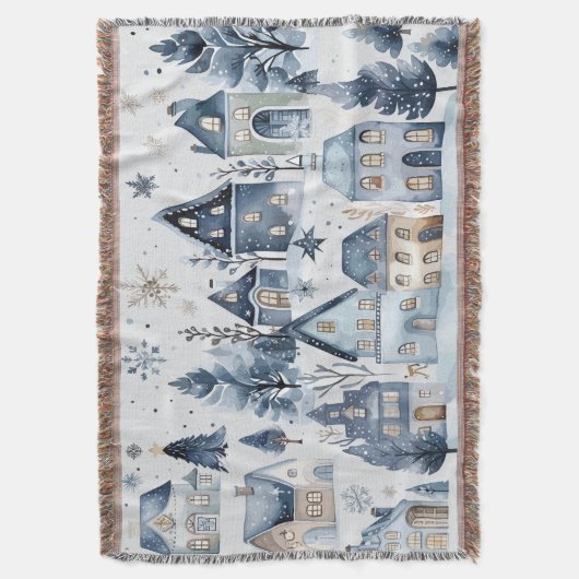 Winter Onederland Kersthuizen Deken (Voorkant Verticaal)