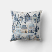 Winter Onederland Kersthuizen Kussen (Achterkant)