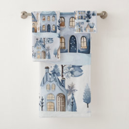 Winter Onederland Kersthuizen Verjaardag Bad Handdoek