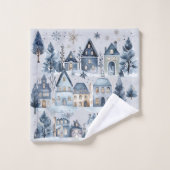 Winter Onederland Kersthuizen Verjaardag Bad Handdoek (Wasdoekje)