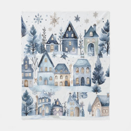 Winter Onederland Kersthuizen Verjaardag Fleece Deken