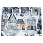 Winter Onederland Kersthuizen Verjaardag Groot Cadeauzakje (Voorkant)