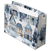 Winter Onederland Kersthuizen Verjaardag Groot Cadeauzakje (Voorkant Gekanteld)