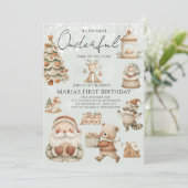 Winter Onederland Kersthuizen Verjaardag Kaart (Staand voorkant)