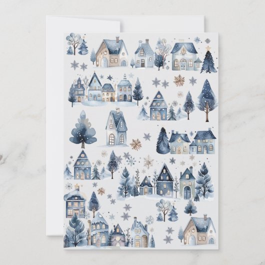 Winter Onederland Kersthuizen Verjaardag Kaart (Achterkant)