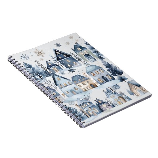 Winter Onederland Kersthuizen Verjaardag Notitieboek (Rechterzijde)