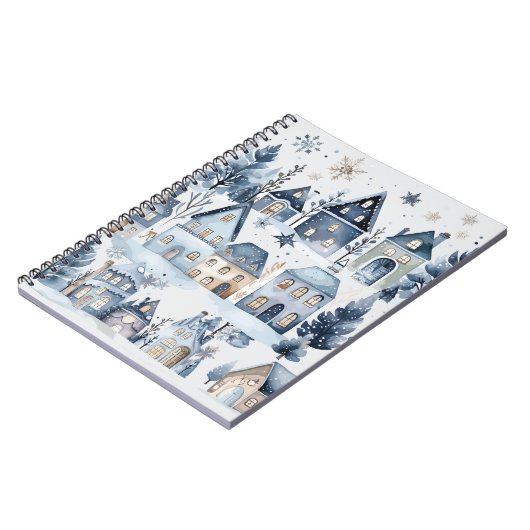 Winter Onederland Kersthuizen Verjaardag Notitieboek (Linkerzijde)