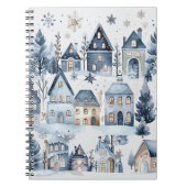 Winter Onederland Kersthuizen Verjaardag Notitieboek (Voorkant)