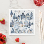 Winter Onederland Kersthuizen Verjaardag Servet (Insitu)