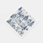 Winter Onederland Kersthuizen Verjaardag Servet (Hoek)