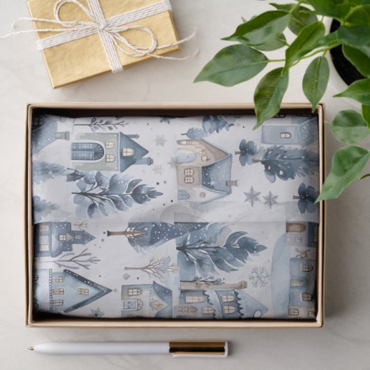 Winter Onederland Kersthuizen Verjaardag Tissuepapier (Geschenk)