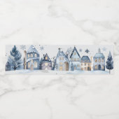 Winter Onederland Kersthuizen Waterfles Etiket (Enkel label)