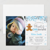 Winter Onederland Kerstjongen 1e verjaardag Foto Kaart (Voorkant / Achterkant)