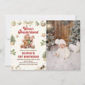 Winter Onederland Kerstkoekje Verjaardagsfoto Kaart (Voorkant)