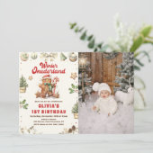 Winter Onederland Kerstkoekje Verjaardagsfoto Kaart (Staand voorkant)