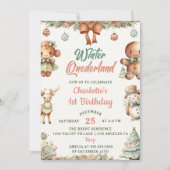 Winter Onederland Kerstkoekjes Verjaardagsfeest Kaart (Voorkant)