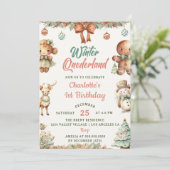 Winter Onederland Kerstkoekjes Verjaardagsfeest Kaart (Staand voorkant)