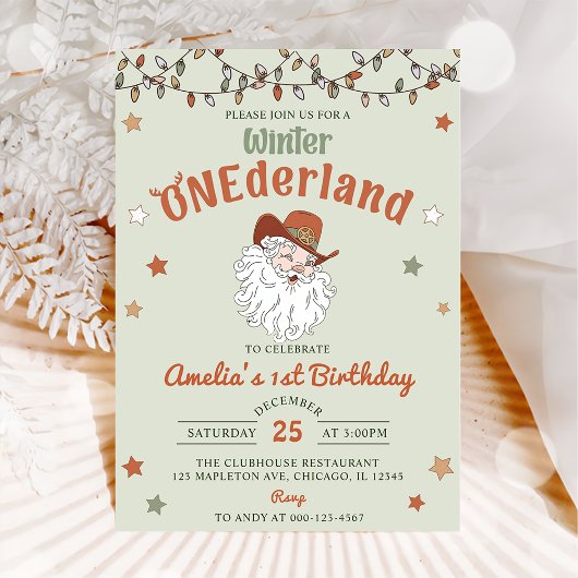 Winter Onederland Kerstmis Eerste Verjaardag Kaart