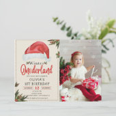 Winter ONEderland Kerstmis Kerstman Hoed Verjaarda Kaart (Staand voorkant)
