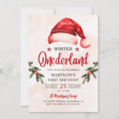 Winter Onederland Kerstmis Kerstman Hoed Verjaarda Kaart (Voorkant)