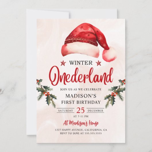 Winter Onederland Kerstmis Kerstman Hoed Verjaarda Kaart (Voorkant)