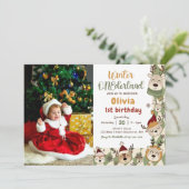 Winter ONEderland Kerstmis Rendier Verjaardag Kaart (Staand voorkant)