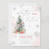 Winter Onederland Kerstmis Rood en Zilver Birthday Kaart (Voorkant)