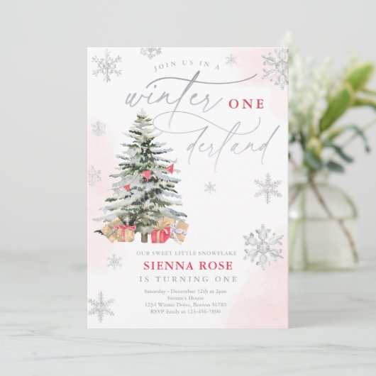 Winter Onederland Kerstmis Rood en Zilver Birthday Kaart (Staand voorkant)