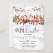 Winter Onederland Kerstmis Santa Elf 1e verjaardag Kaart (Voorkant)